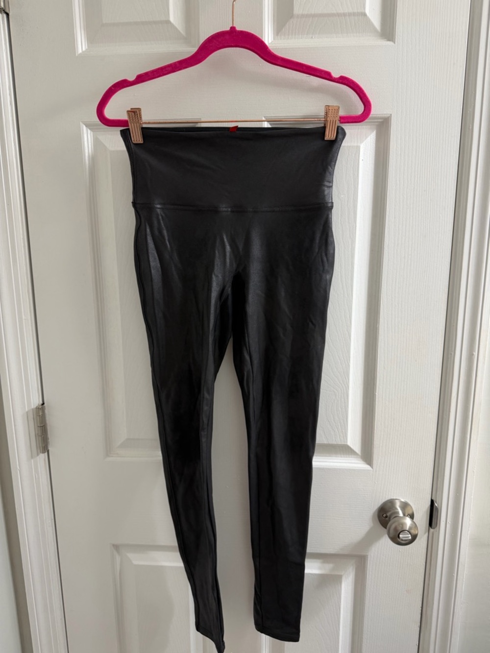 SPANX Faux Leather Compression Shapewear Leggings-Medium